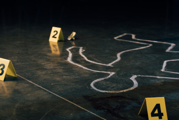 Crime Scene with Chalk Outline of Body